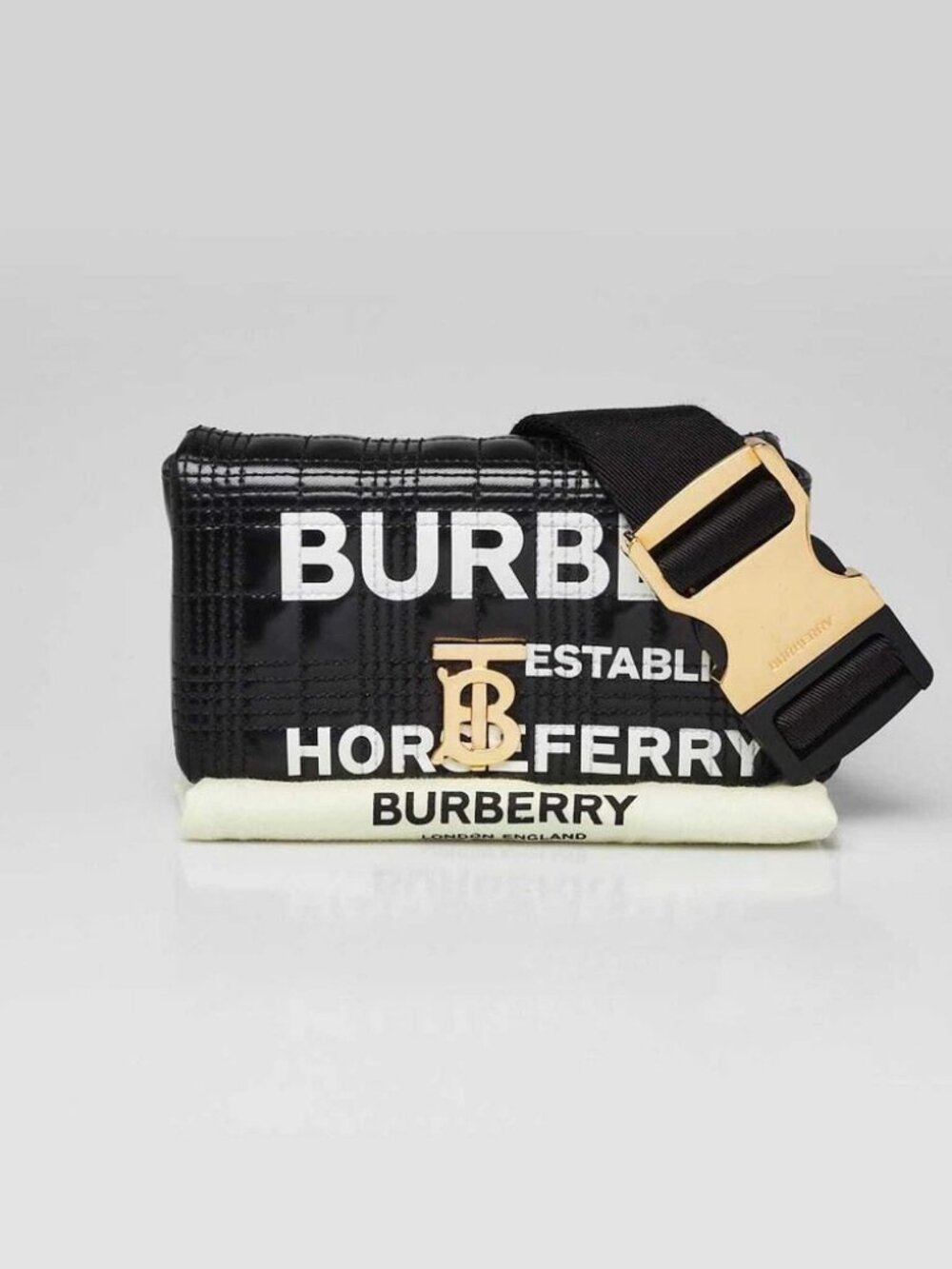 Burberry Black Quilted Coated Canvas Logo Print Belt Bag - Picture 12 of 12